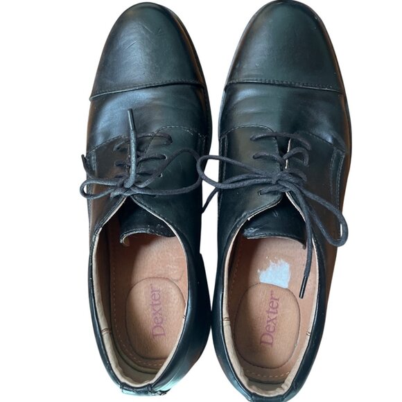 Dexter Mens Black Leather Oxford Shoes Size 10 Durable Sole C22 - Picture 1 of 6